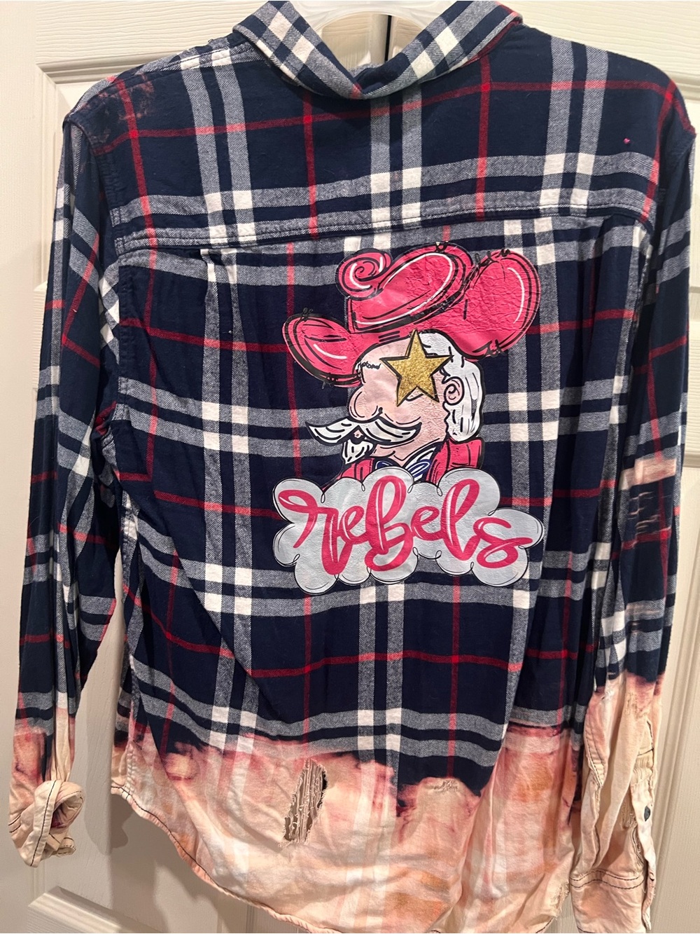 Navy Plaid 'Rebels' Graphic Flannel Shirt
